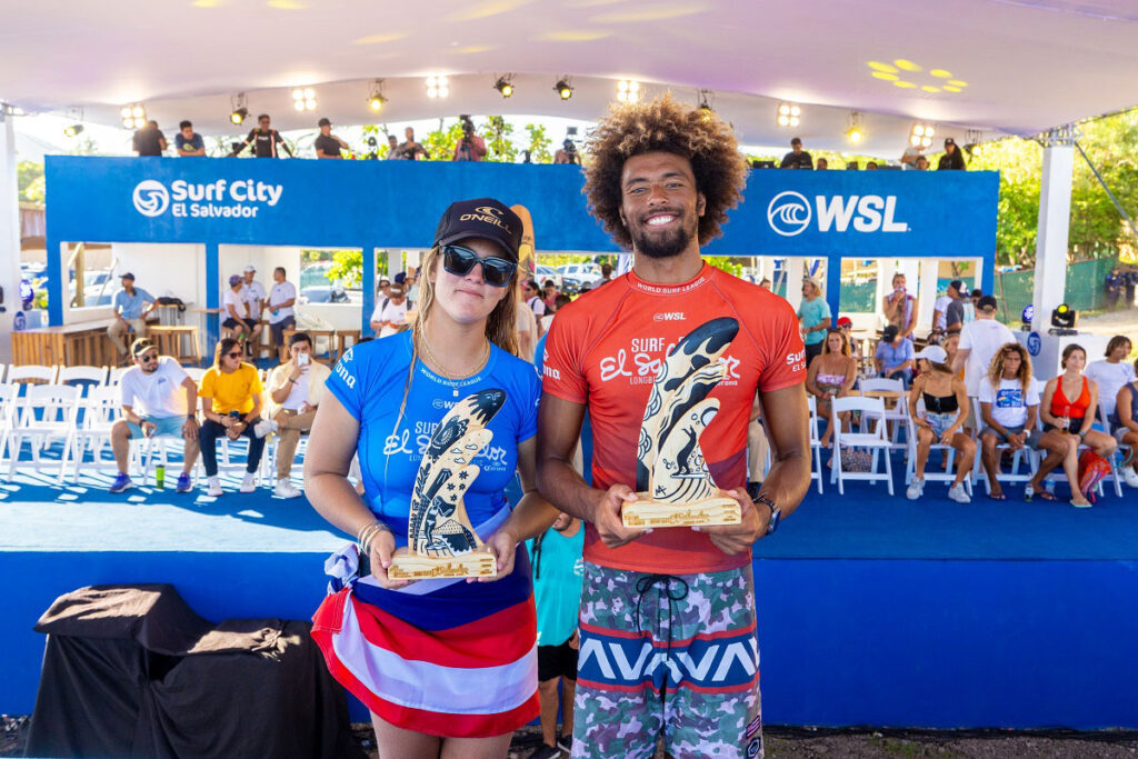 Sophia Culhane e Kaniela Stewart, Surf City El Salvador Longboard Classic 2023, La Libertad, El Salvador, Circuito Mundial de Longboard, WSL, World Surf League. Foto: Divulgação WSL