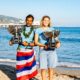Kai Sallas e Soleil Errico, Original Sprout Malibu Longboard Championships 2023, WSL Longboard World Titles, First Point, Malibu, Santa Monica, Califórnia (EUA). Foto: WSL / Saguibo