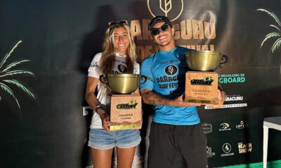 Júlia Duarte e Lucas Vicente são os novos campeões da Taça Brasil da CBSurf. Foto: Lima Júnior / Pena