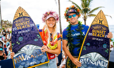 Molly Picklum e Jack Robinson vencem o Hurley Pro Sunset Beach no Havaí. Foto: WSL / Tony Heff