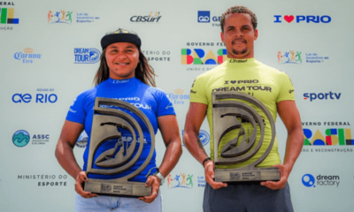 Campeões Brasileiros de 2024 da CBSurf: Juliana dos Santos e Douglas Silva Foto: David Castro