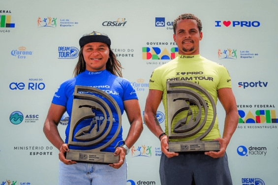 Campeões Brasileiros de 2024 da CBSurf: Juliana dos Santos e Douglas Silva Foto: David Castro