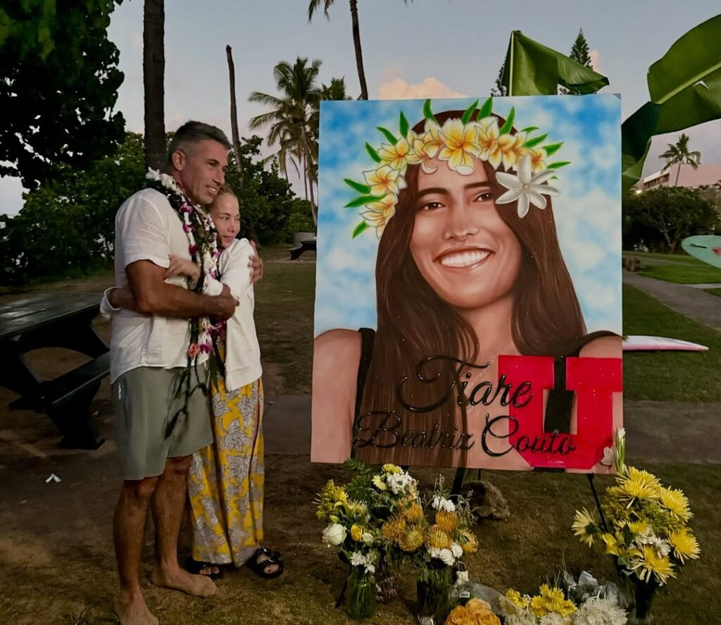 Homenagem a Tiare Couto no North Shore do Havaí, Waialua, Hawaii. Foto: Keale Lemos & Bruno Lemos