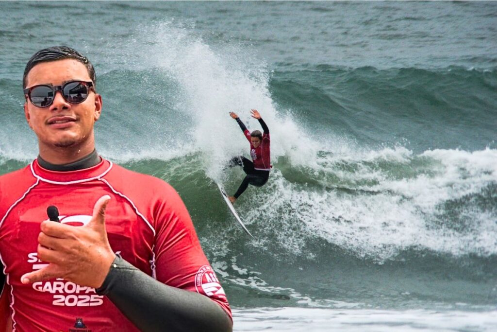 Primeiro dia do Silverbay Pro Garopaba 2025 teve Yuri Gabryel e Laura Raupp como destaques na Praia da Silveira. Foto: Divulgação Silverbay Pro