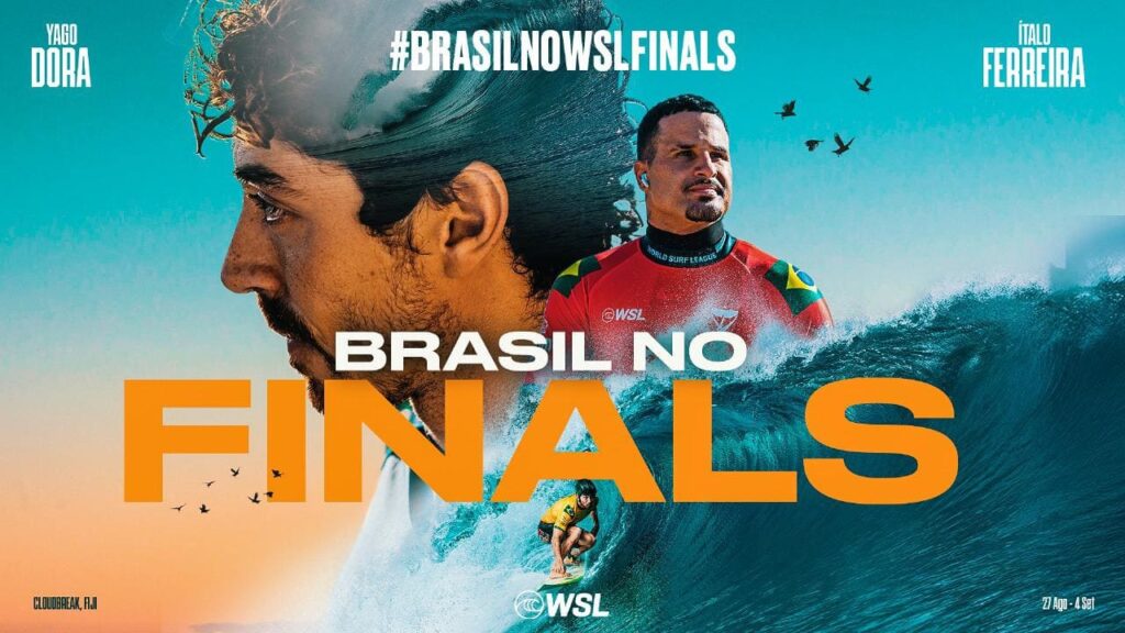 WSL Brasil inicia campanha #BrasilnoWSLFinals para mobilizar a torcida em apoio a Yago Dora e Italo Ferreira no Finals 2025, em Cloudbreak, Fiji.