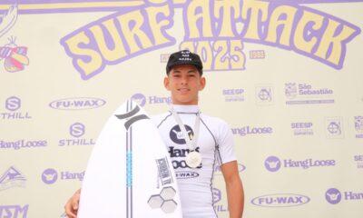 Bryan Almeida leva duas categorias no Hang Loose Surf Attack 2025. Foto: @laufigaz