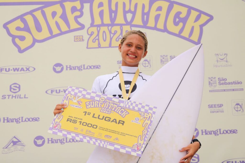 Alexia Oliveira, Hang Loose Surf Attack 2025, praia de Maresias. Foto: @laufigaz