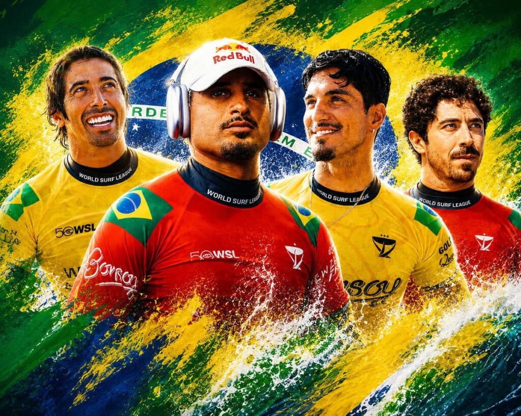 Miguel Pupo, Italo Ferreira, Gabriel Medina, Yago Dora, Brasil Top 4 WSL AOS Midia