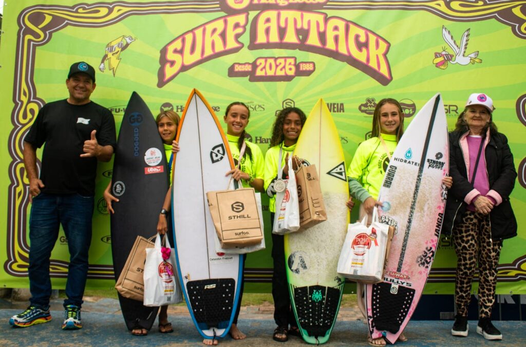 Primeira etapa do Hang Loose Surf Attack 2026, Praia do Tombo, Guarujá (SP). Foto: Erik Medalha Primeira etapa do Hang Loose Surf Attack 2026, Praia do Tombo, Guarujá (SP). Foto: Erik Medalha