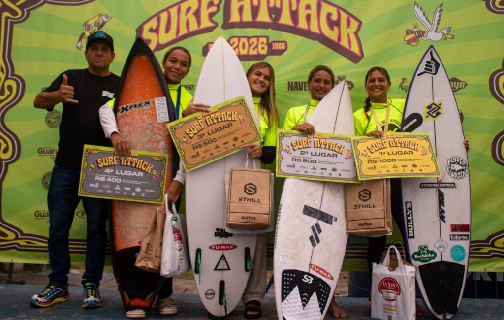 Primeira etapa do Hang Loose Surf Attack 2026, Praia do Tombo, Guarujá (SP). Foto: Erik Medalha Primeira etapa do Hang Loose Surf Attack 2026, Praia do Tombo, Guarujá (SP). Foto: Erik Medalha