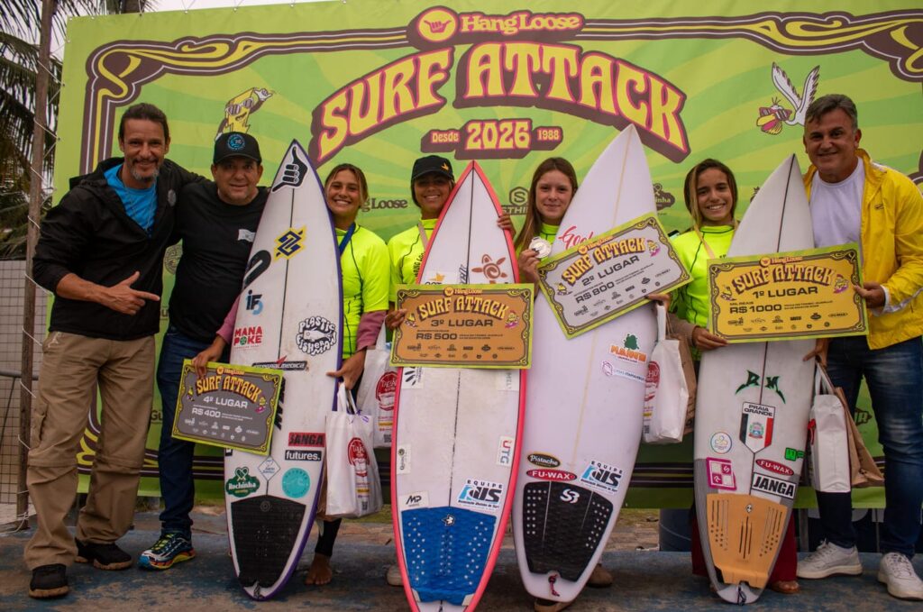 Primeira etapa do Hang Loose Surf Attack 2026, Praia do Tombo, Guarujá (SP). Foto: Erik Medalha Primeira etapa do Hang Loose Surf Attack 2026, Praia do Tombo, Guarujá (SP). Foto: Erik Medalha