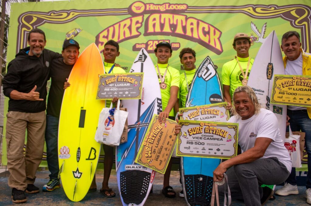 Primeira etapa do Hang Loose Surf Attack 2026, Praia do Tombo, Guarujá (SP). Foto: Erik Medalha Primeira etapa do Hang Loose Surf Attack 2026, Praia do Tombo, Guarujá (SP). Foto: Erik Medalha