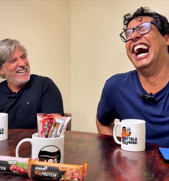Crhistiano Spirro e Ader Oliveira no Podcast Fala Papah, do canal AOS Mídia, SurfBahia, Surf Bahia, WSL. Foto: Divulgação
