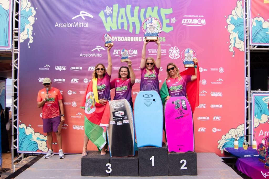 Pódio da categoria Master no Wahine Bodyboard Pro 2026